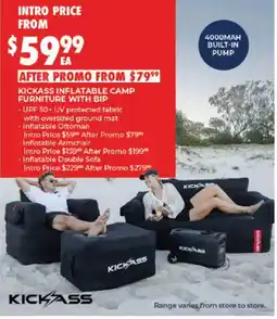 BCF Kickass inflatable camp furniture with bip offer