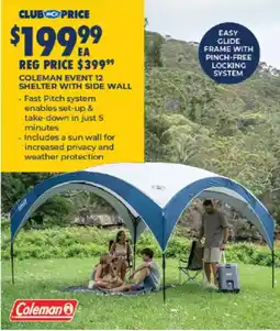 BCF Coleman Event 12 Shelter with Side Wall offer