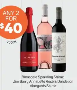 Foodland Bleasdale Sparkling Shiraz, Jim Barry Annabelle Rosé & Dandelion Vineyards Shiraz offer