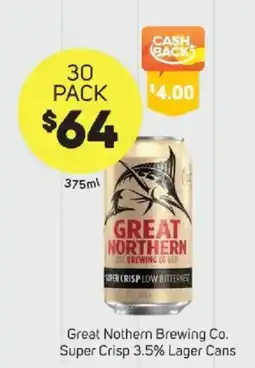 Foodland Great Northern Brewing Co Super Crisp 3.5% Lager Cans offer