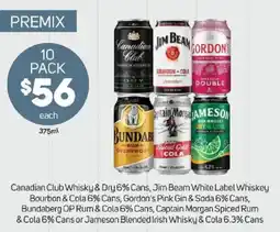Foodland Canadian Club Whisky & Dry 6% Cans, Jim Beam White Label Whiskey Bourbon & Cola 6% Cans offer