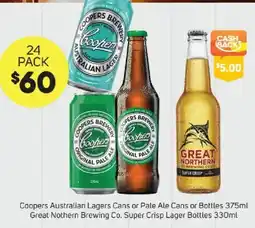 Foodland Coopers Australian Lagers Cans or Pale Ale Cans or Bottles offer