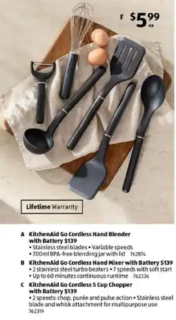 ALDI KitchenAid Go Cordless Hand Blender with Battery offer