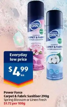 ALDI Power Force Carpet & Fabric Sanitiser offer
