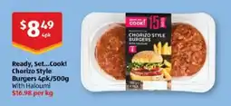 ALDI Ready, Set...Cook! Chorizo Style Burgers With Haloumi offer