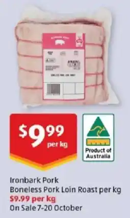 ALDI Ironbark Pork Boneless Pork Loin Roast offer