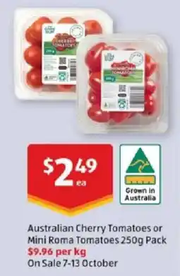 ALDI Australian Cherry Tomatoes or Mini Roma Tomatoes offer