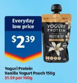 ALDI Yoguri Protein Vanilla Yogurt Pouch offer