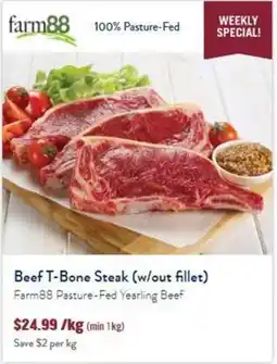 Tasman Butchers Beef T-Bone Steak (w/out fillet) Farm88 Pasture-Fed Yearling Beef offer