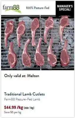 Tasman Butchers Traditional Lamb Cutlets Farm88 Pasture-Fed Lamb offer