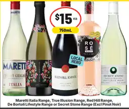 IGA Liquor Maretti Italia Range, True Illusion Range, Red Hill Range, De Bortoli Lifestyle Range or Secret Stone Range offer