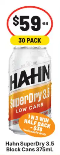 IGA Liquor Hahn SuperDry 3.5 Block Cans offer