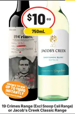 IGA Liquor 19 Crimes Shiraz or Jacob's Creek Sauvignon Blanc offer