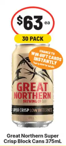 IGA Liquor Great Northern Super Crisp Block Cans offer