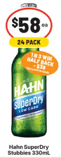IGA Liquor Hahn SuperDry Stubbies offer