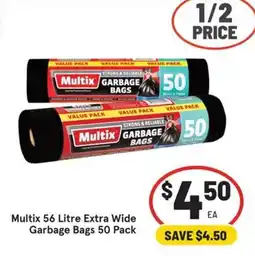 IGA Multix 56 Litre Extra Wide Garbage Bags offer