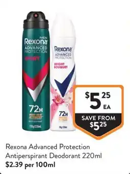 Foodworks Rexona Advanced Protection Antiperspirant Deodorant offer