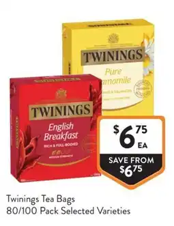 Foodworks Twinings Tea Bags Selected Varieties offer