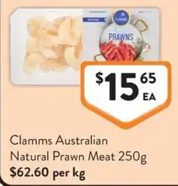 Foodworks Clamms Australian Natural Prawn Meat offer