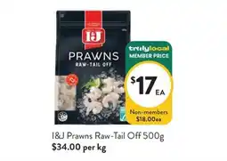 Foodworks I&J Prawns Raw-Tail Off offer