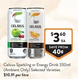 Foodworks Celsius Sparkling or Energy Drink offer