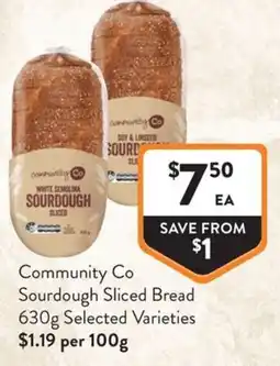Foodworks Community Co Sourdough Sliced Bread offer