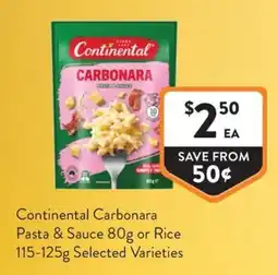 Foodworks Continental Carbonara Pasta & Sauce or Rice offer