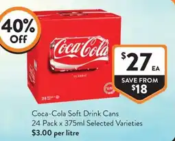 Foodworks Coca-Cola Soft Drink Cans offer