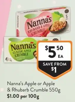 Foodworks Nanna's Apple or Apple & Rhubarb Crumble offer