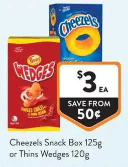 Foodworks Cheezels Snack Box or Thins Wedges offer