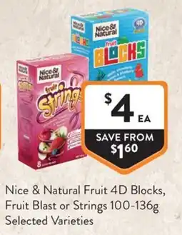 Foodworks Nice & Natural Fruit 4D Blocks, Fruit Blast or Strings offer