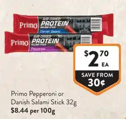 Foodworks Primo Air-Dried Protein Salami Stick offer