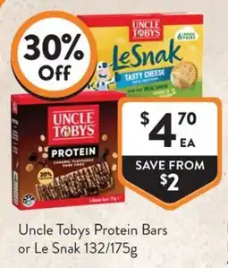 Foodworks Uncle Tobys Protein Bars or Le Snak offer