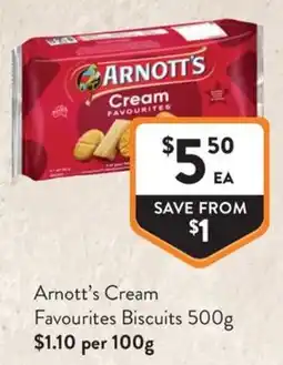 Foodworks Arnott's Cream Favourites Biscuits offer