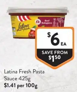 Foodworks Latina Fresh Pasta Sauce offer
