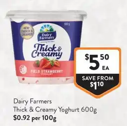 Foodworks Dairy Farmers Thick & Creamy Yoghurt offer