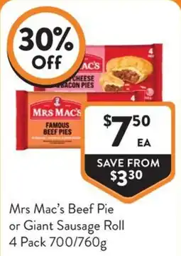 Foodworks Mrs Mac's Beef Pie offer