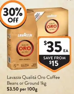 Foodworks Lavazza Qualitá Oro Coffee Beans or Ground offer