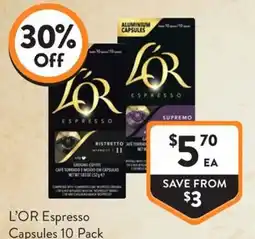 Foodworks L'OR Espresso Capsules offer