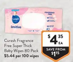 Foodworks Curash Fragrance Free Super Thick Baby Wipes offer