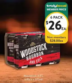 Foodworks Woodstock Bourbon and Cola offer