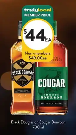 Foodworks Black Douglas or Cougar Bourbon offer