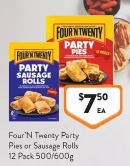 Foodworks Four'n Twenty Party Pies or Sausage Rolls offer