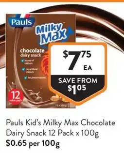 Foodworks Pauls Kid's Milky Max Chocolate Dairy Snack offer