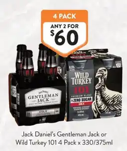Foodworks Jack Daniel's Gentleman Jack or Wild Turkey 101 offer