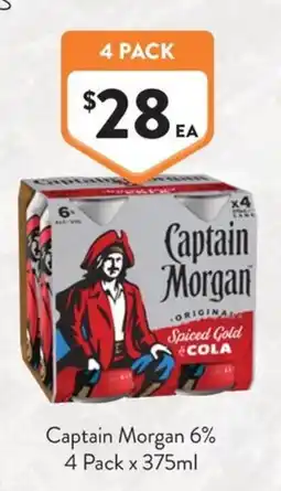 Foodworks Captain Morgan Spiced Gold Cola offer