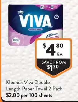 Foodworks Kleenex Viva Double Length Paper Towel offer