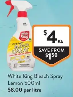 Foodworks White King Bleach Spray Lemon offer