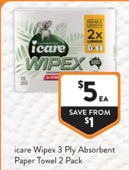 Foodworks icare Wipex 3 Ply Absorbent Paper Towel offer