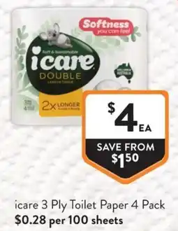 Foodworks icare 3 Ply Toilet Paper offer